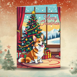Ein süßer festlicher Corgi Weihnachten Karte