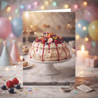 Ein süßer Geburtstag mit Pavlova-Torte Karte