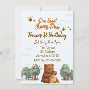 Ein süßer Honigbär, 1. Geburtstag Einladung