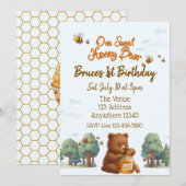 Ein süßer Honigbär, 1. Geburtstag Einladung (Vorne/Hinten)