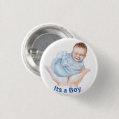 Ein süßer Junge Baby Shower Button Pin (Vorne & Hinten)