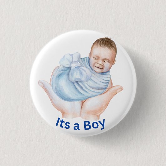 Ein süßer Junge Baby Shower Button Pin (Vorderseite)
