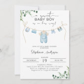 Ein süßer Junge ist unterwegs Wäsche Blue Einladung (Vorderseite)