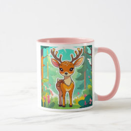 Ein süßer junger Hirsch sieht dich an. Tasse