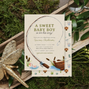 Ein süßer kleiner Fischer Wasserfarben-Baby-Party Einladung
