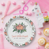 Ein süßer kleiner Pfirsich auf dem Weg zur Babydus Pappteller (Party)