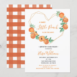 Ein süßer Kleiner Pfirsich befindet sich auf dem W Einladung