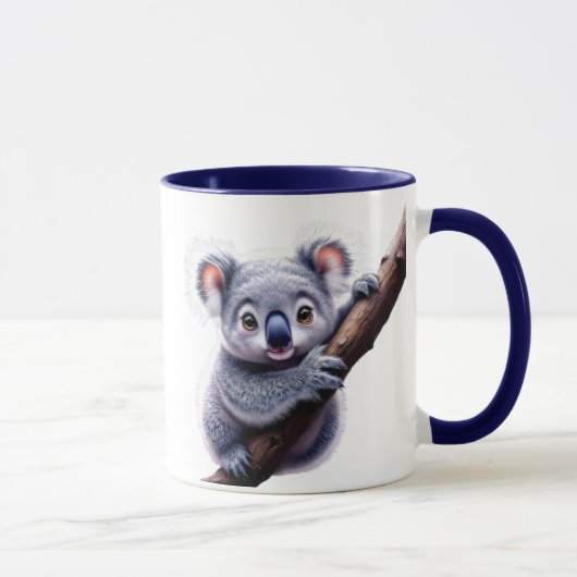 Ein süßer Koala, der an einem Ast hängt. Tasse (Rechts)