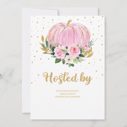 Ein süßer Kürbis ist auf dem Weg Babydusche Einladung (Rückseite)