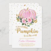 Ein süßer Kürbis ist auf dem Weg Babydusche Einladung (Vorne/Hinten)