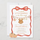 Ein süßer Kürbis ist auf dem Weg Babydusche Einladung (Vorderseite)