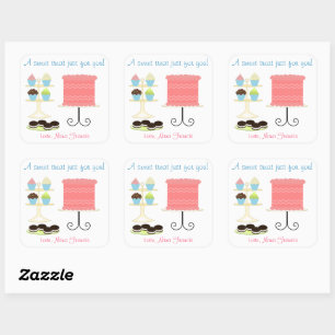 Ein süßer Leckerei-Backen-Aufkleber Quadratischer Aufkleber