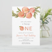 Ein süßer Pfirsich zum ersten Geburtstag Einladung (Stehend Vorderseite)