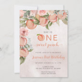 Ein süßer Pfirsich zum ersten Geburtstag Einladung (Vorderseite)