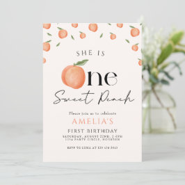 Ein süßer Pfirsich zum ersten Geburtstag Einladung
