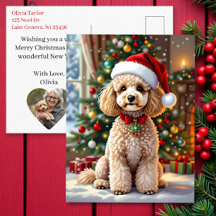 Ein süßer Pudel-Weihnachtsgruß personalisiert Feiertagspostkarte