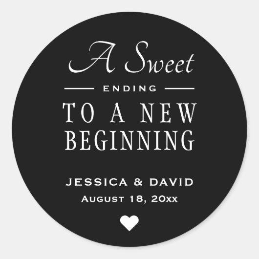 Ein süßer, schwarzer Gastgeschenk Hochzeit-Aufkleb Runder Aufkleber (Vorderseite)