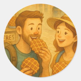 Ein süßer Tag in Belgien - Waffellovers Geschenk S Runder Aufkleber