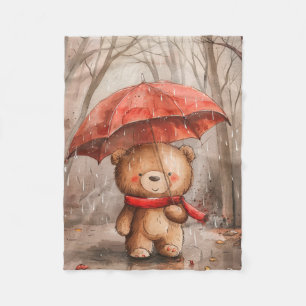 Ein süßer Teddybär im Regen Fleecedecke