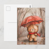 Ein süßer Teddybär im Regen Postkarte (Vorne/Hinten)