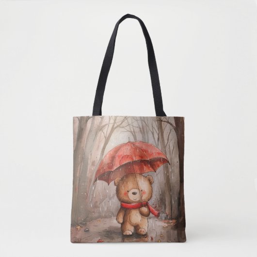 Ein süßer Teddybär im Regen Tasche (Vorderseite)