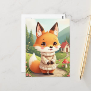 Ein süßer und niedlicher Fuchs-Charakter  Postkarte