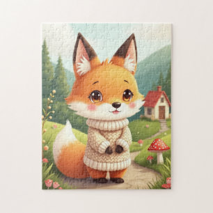 Ein süßer und niedlicher Fuchskarakter Puzzle