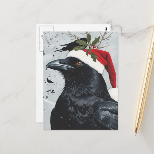 Ein süßer Weihnachtsrabe Postkarte (Vorderseite/Rückseite Beispiel)