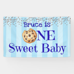 Ein süßes Baby, Blaue Cookie 1. Geburtstagsbanner Banner