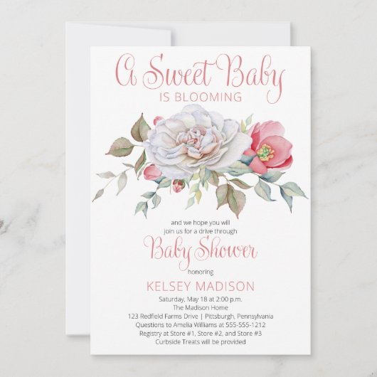 Ein süßes Baby blüht durch eine Babydusche Einladung (Vorderseite)