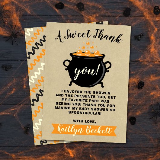 Ein süßes Baby braut Halloween-Kinderdusche Dankeskarte