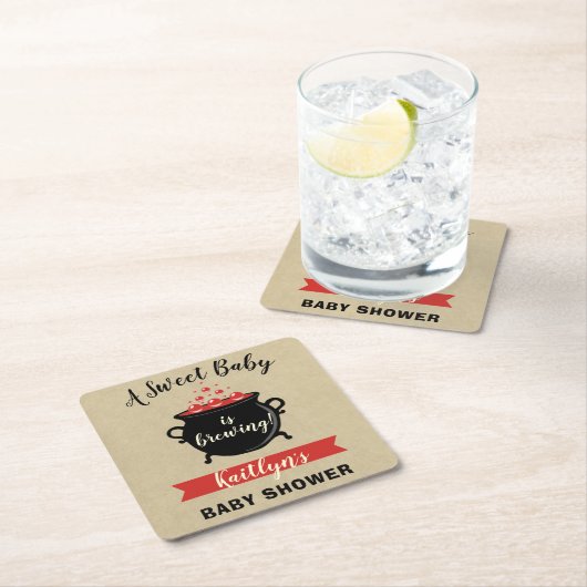 Ein süßes Baby braut Halloween-Kinderdusche Rechteckiger Pappuntersetzer (Vor Ort)