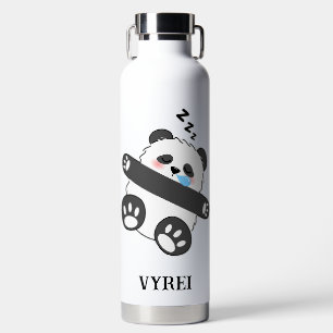 Ein süßes Baby-Panda schläft friedlich Trinkflasche