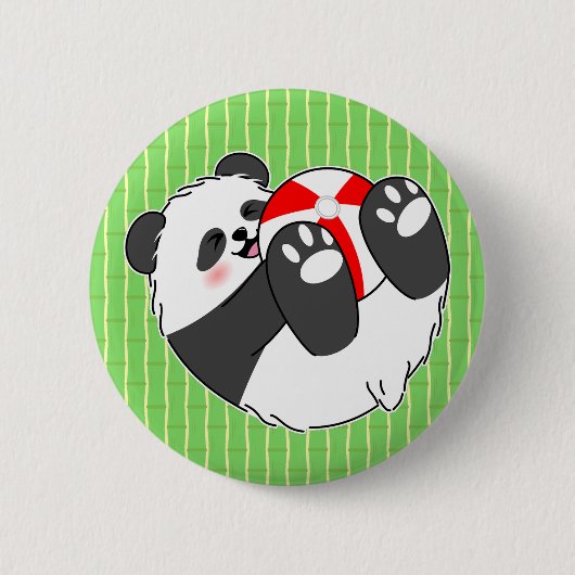 Ein süßes Baby-Panda spielt mit einem Ball Button (Vorderseite)