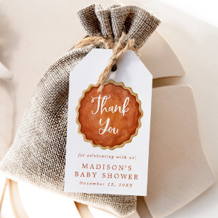 Ein süßes Baby-Shower-Mitbringsel für den Herbst m Geschenkanhänger