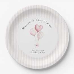 Ein süßes Baby-Shower-Motiv mit Häschen in Rosa Pappteller
