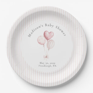 Ein süßes Baby-Shower-Motiv mit Häschen in Rosa Pappteller
