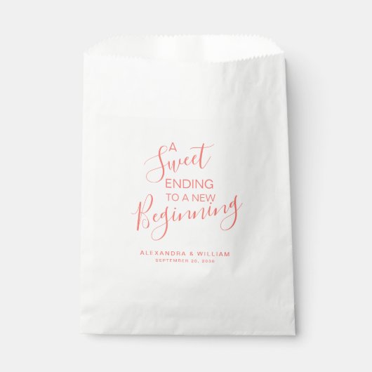 Ein süßes Beginner Coral Wedding Candy Bar Buffet Geschenktütchen (Vorderseite)