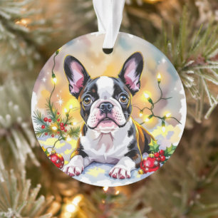 Ein süßes Boston-Terrier-Weihnachten Ornament