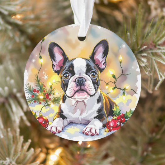 Ein süßes Boston-Terrier-Weihnachten Ornament (Baum)