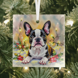 Ein süßes Boston-Terrier-Weihnachten Ornament Aus Glas