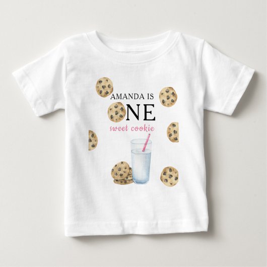 Ein süßes Cookie & Milchmädchen zum ersten Geburts Baby T-shirt (Vorderseite)
