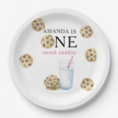 Ein süßes Cookie & Milchmädchen zum ersten Geburts Pappteller (Vorderseite)