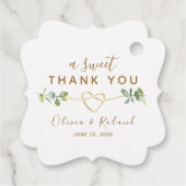 Ein süßes Dankeschön an Gold-Gastgeschenk Hochzeit Geschenkanhänger (Rückseite)