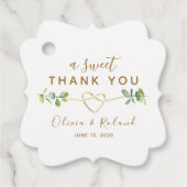 Ein süßes Dankeschön an Gold-Gastgeschenk Hochzeit Geschenkanhänger (Vorderseite)