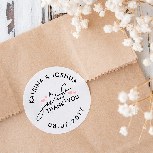 Ein süßes Dankeschön an Pink Hearts Gastgeschenk H Runder Aufkleber