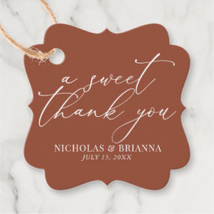 Ein süßes Dankeschön Terracotta Burnt Orange Weddi Geschenkanhänger