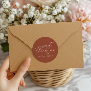 Ein süßes Dankeschön Terracotta Burnt Orange Weddi Runder Aufkleber