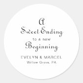 Ein süßes Ende für eine neue Hochzeit Runder Aufkleber (Vorderseite)