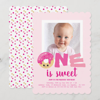 Ein süßes Foto Pink Donut Baby Erstgeburt Einladung